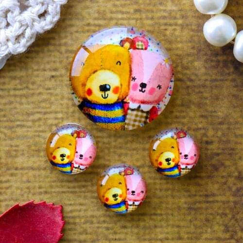 12mm 25mm 14mm 16mm 18mm 20mm Photo Glass Cabochons Round Cameo Set Handmade Settings Stone Cartoon 06
