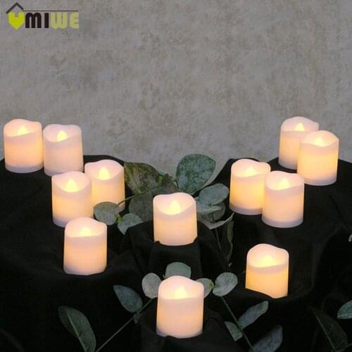 12pcs Flameless LED Candle Flicker Light Lamp Decoration Electric Battery-powered Candles Yellow Tea Light Party Wedding Candle