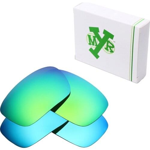 2 Pairs Mryok POLARIZED Replacement Lenses for Oakley Badman Sunglasses Ice Blue & Emerald Green