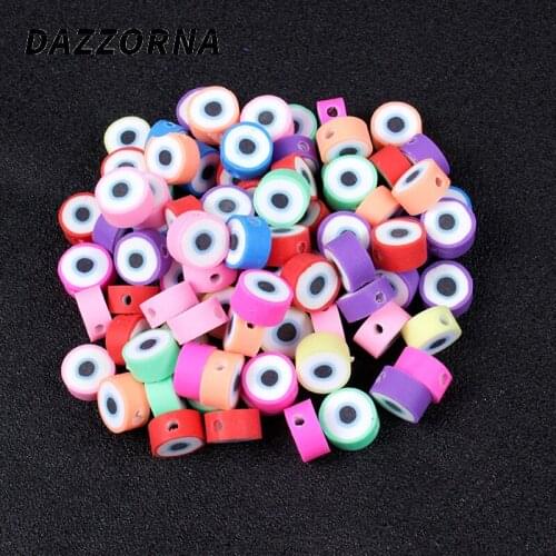 50/100Pcs 10mm Round Printing Beads Polymer Clay Beads Mixed Color Polymer Clay Spacer Beads For Jewelry Making DIY