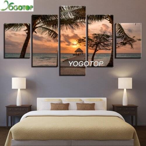 Diy Diamond Painting cross-stitch Wooden Bridge 5D Full Drill Mosaic Diamant Embroidery Decor 5 Pieces Sunset scenery ML1200