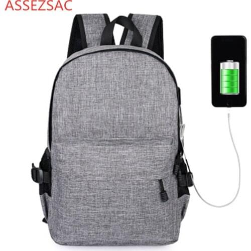 Assez sac Large Capacity Double Shoulder Backpack Fashion Laptop Women Backpack USBb Charging Port Men Business Travel Backpack