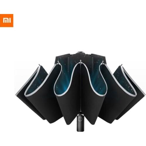Xiaomi Automatic Folding Automatic Open Reverse Umbrella LED Lighting Creative Sunny Rain Strong Reflective Anti-Wind Umbrella
