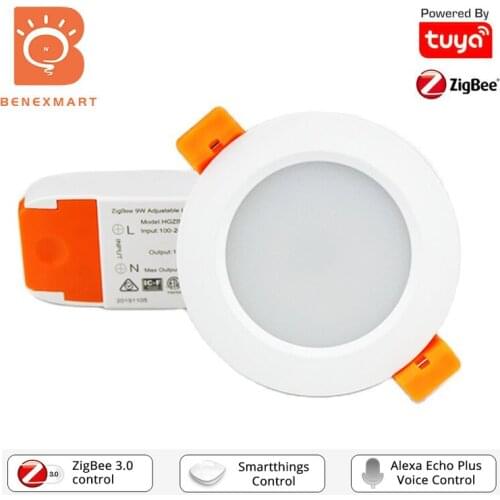 Benexmart Zigbee 3.0 Downlight Smartthings 3.5 4.5 Inch RGBCW LED Recessed Light Ceiling Lights Round Led Panel Light 110v 240v