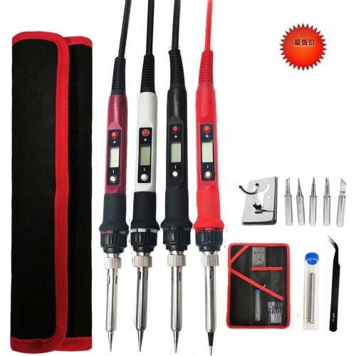 80W Digital Electric Soldering Iron Kit Set Temperature Adjustable 220V 110V Welding Tool Ceramic Heater Soldering Tips Rework