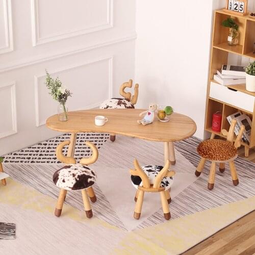 JOYLIVE Solid Wood Childrens Toys Kindergarten Baby Handmade Learning Table And Chair Combination Personality Leisure Long