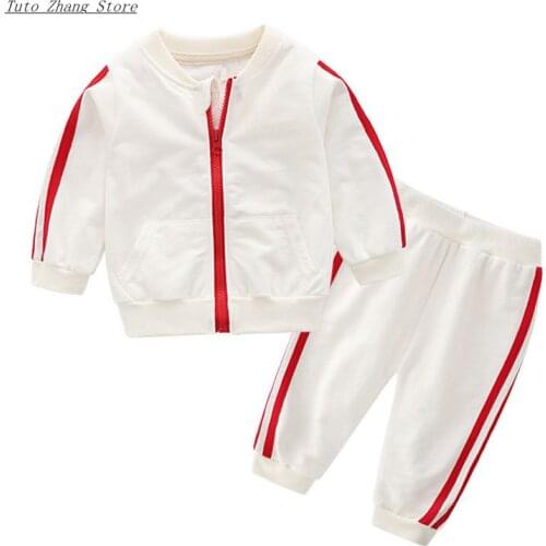 Kids Bebes Jogging Suits Spring Fall Baby Boys Clothes Set Striped Cardigan Coat Pants 2PCS/Set Infant Clothing For Girls