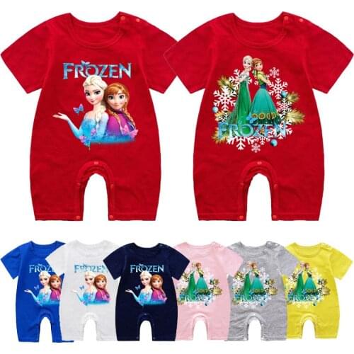 Newborn Baby Romper Infant Cotton Cartoon Disney Forzen Anna Elsa Short Sleeve Boy Clothes Girl Jumpsuit Summer Infant Costumes