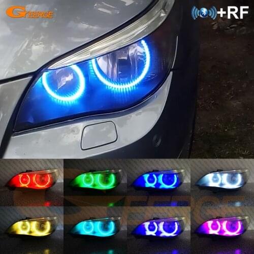 For BMW E60 E61 M5 525i 530i 540i 545i Pre LCI RF remote Bluetooth APP Ultra bright Multi-Color RGB led angel eyes Day Light