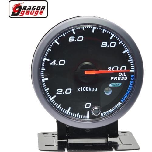 Dragon 60mm Stepper Moto Self-Test Function Auto Car Racing Refit Pointer Oil Pressure Gauge Free Shipping