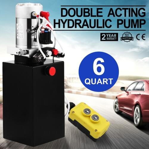 6 Quart Double Acting Hydraulic Pump Dump Trailer Unloading Lift Crane