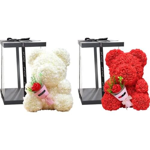 Exquisite 520 Rose Bear Eternal Flower Ornament Handmade Doll Decor Gift For Valentines Day Mothers Day