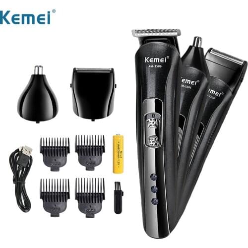 Kemei 3 In 1 Trimmer for Nose Hair Beard Clippers Barber Men Professional Mower Electric Haircut Shaving Machine KM-1506