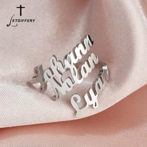 Letdiffery Custom Family Member Names Rings Stainless Steel Personlized Jewelry Birthday Gifts for Women Mother