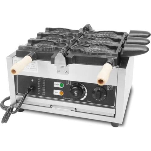 Commercial Non stick 3 pcs open mouth taiyaki machine for filling ice cream fish shape ice cream waffle cone maker