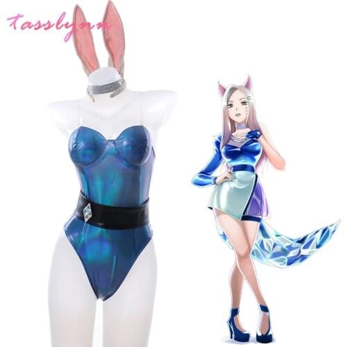 Rabbit Ahri Cosplay Costume LOL KDA Bunny Girl Sexy Girls Dress Jumpsuits Party Halloween Costumes Anime Figure Cosplay New Set