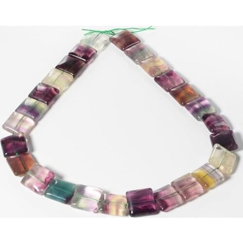 2 Strands 15mm Natural Purple Fluorite Square 15.5" Beads