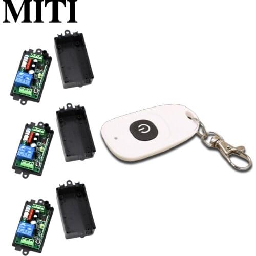 Hot Sales AC110V 220V 1CH RF Wireless Remote Control Switch System 1pcs Transmitter +3pcs Receiver MITI New