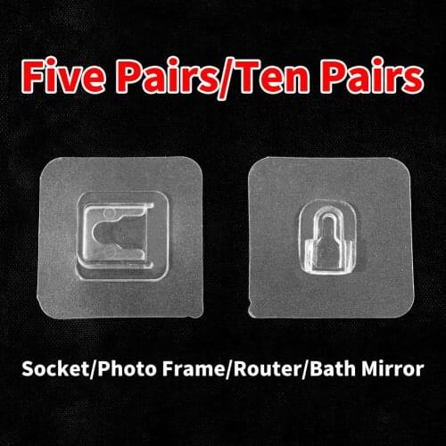 Meijuner Double-Sided Adhesive Wall Hooks Transparent Hanger Suction Cup Sucker Hook for Kitchen Bathroom 5 Pairs/10 Pairs