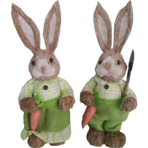 Cute Straw Rabbit Bunny Easter Decorations Holiday Home Garden Wedding Ornament