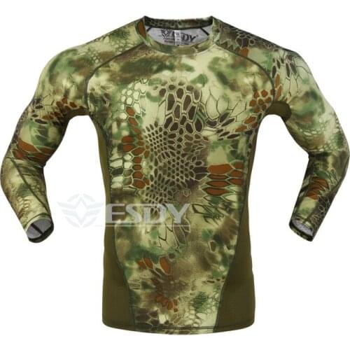 Men Sport Breathable Fitness Long Sleeve Shirts Outdoor Quick-dry Hiking Hunting Shirts Male Camouflage Military Combat T-shirt