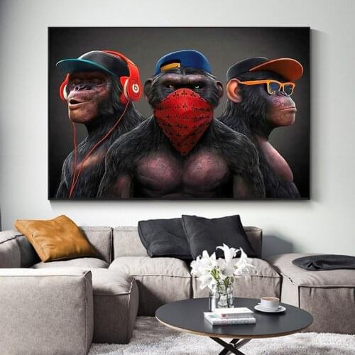 Funny Monkey Wall Art Animal Pictures Posters and Prints on Canvas Super Cool HD Print for Home Living Room Decoration No Frame