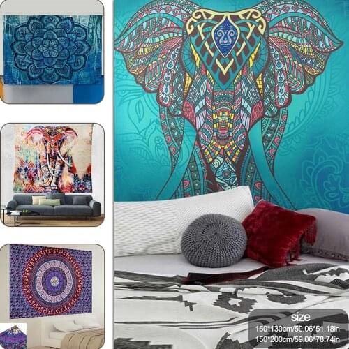 Wall Hanging Decor Mandala 150x200cm Bohemian Elephant Wall Hanging Tapestry Home Room Decor Psychedelic Tapestry Dropshipping