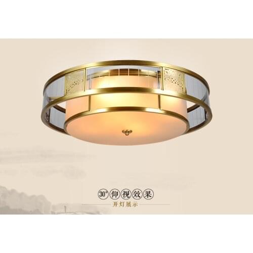 New chinese style ceiling light full copper lamp living room lamps brief modern lighting led circle lighting
