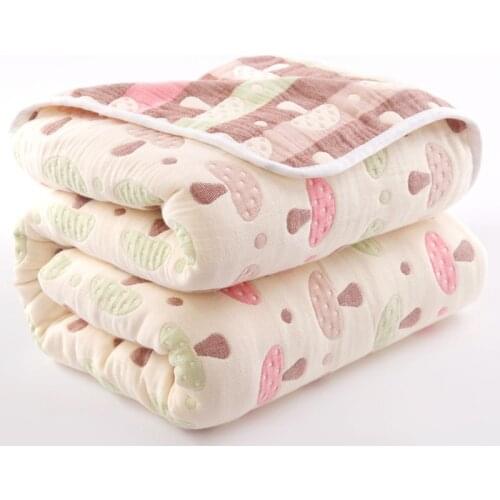 150*120cm 100% Cotton Quilts Baby Blanket for Newborn Cartoon Pattern Bed Sheet Childrens Quilt 6 Layers Baby Quilt Blankets