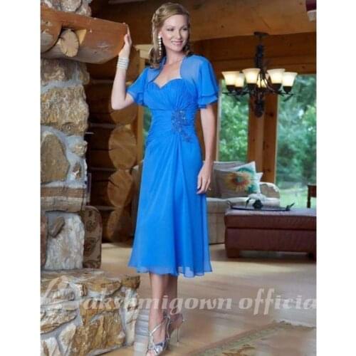 Tea Length Mother of the Bride Dresses Chiffon Sweetheart Wedding Bridal Women Mother Gowns 2020 mother of the groom dresses