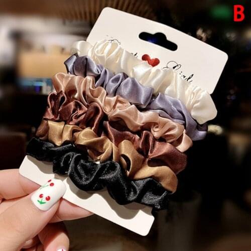 6pc/set Women Tie Hair Ring Rope Ponytail Holder Headdress Crunchie Women Girls Elastic Hair Rubber Bands Accessories Gum