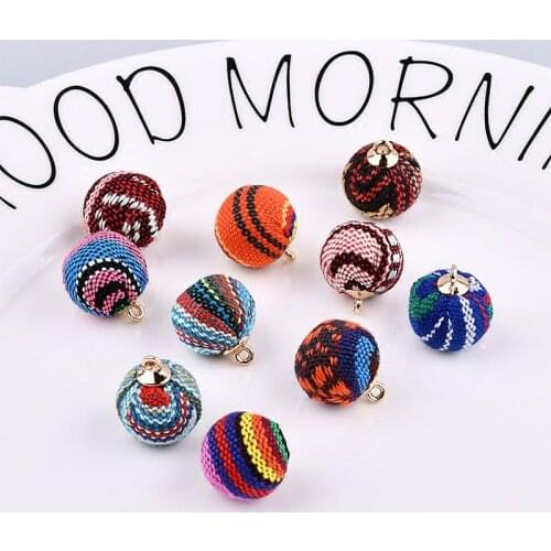 Retro handmade colored linen fabric beads earrings pendant accessories DIY earrings pendant