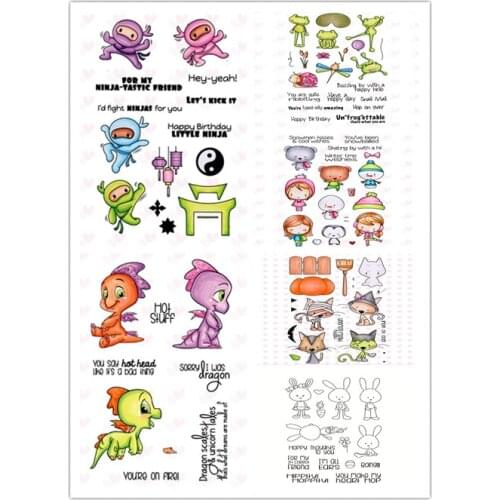 Cartoon animals Rubber Silicone Clear Stamps for Scrapbooking Tampons Transparents Seal Background Stamp Card Making Diy
