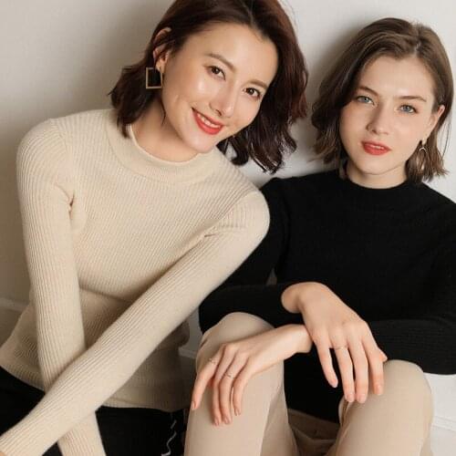 Sweater Fall Winter Half Turtleneck Wool Shirt Womens 2020 Pullover Slim All-match Pure Color Bottoming Knitted Sweater New Q48