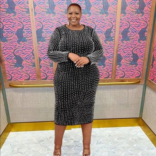 Womens Formal Dresses Sexy Dresses Party Night Club Dress with Pearls Bodycon Stretchy Plus Size Dress Wholesale Dropshipping