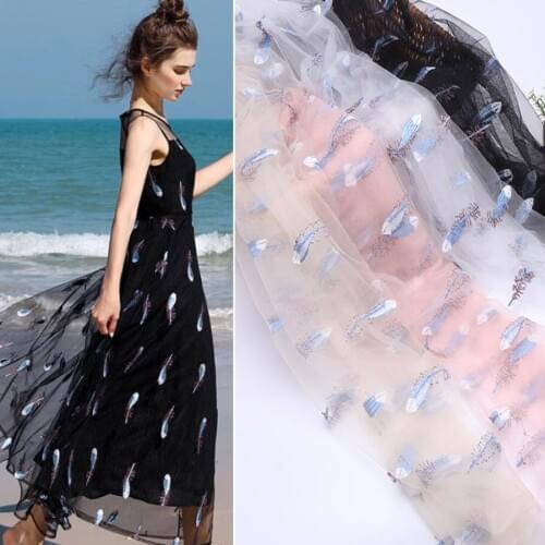 Embroidery Fabric For Gown Dress Mesh Feather Net Skirt Fabrics Wedding Dress Cosplay material