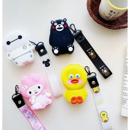 Japanese Korean Cute Cartoon Bear Coin Purse Girls Mini Card Keys Bag Fashion Small Wallet Soft Silica Gel Storage Earphone Box