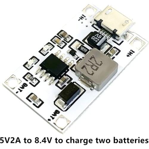 2 strings of 7.4V 8.4V lithium battery charging module USB boost charging board 5V2A to 8.4V to charge two batteries