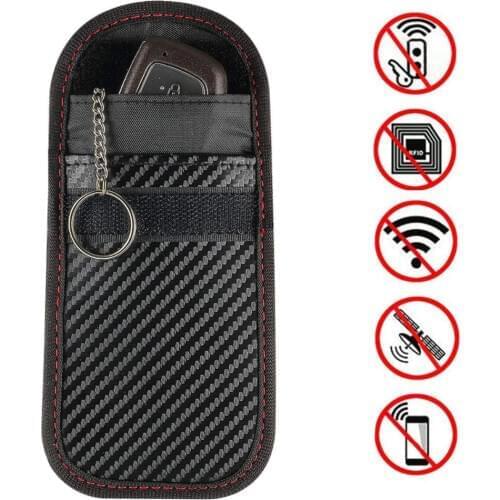 Phone Signal Blocker Car Key Pouch Keyless Anti-Theft Fob Protector Pouch Faraday Bag Guard Blocks RFID/LTE/WiFi/GSM For Mobile