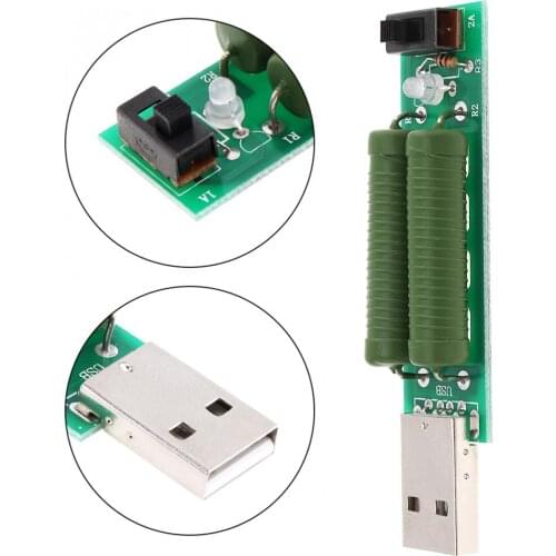 Green Portable Mini USB Discharge Interface Load Resistor with 2A / 1A Switch