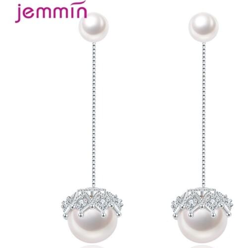 Good Quality Hollow out Lace Pearls 925 Sterling Silver Ear Line Detachable Fashion Long Earrings For Women Female Jewelry