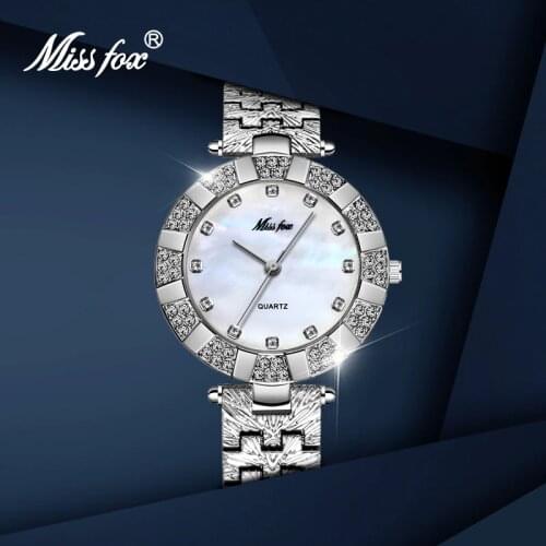 MISSFOX Womens Watch With Bracelet Silver Vintage Elegant Evening Dress Jewelry Women Quartz Waterproof Stainless Steel Clock