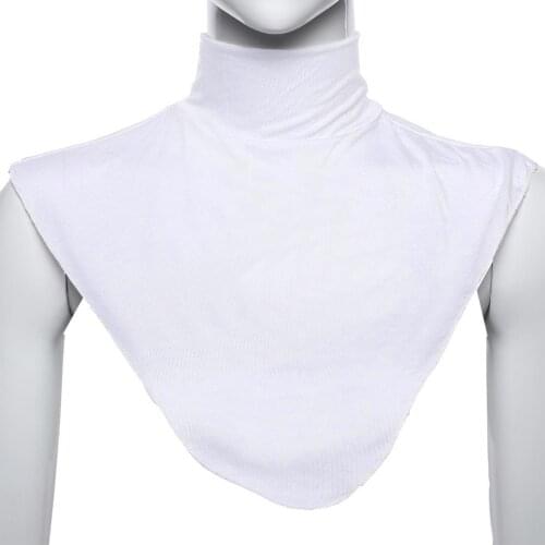 Womens Muslim Modal Fake Collar Hijab Extensions Elastic Neck Cover Turtleneck d88