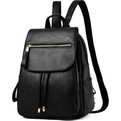 YINGPEI Fashion Women Backpack High Quality Youth Leather Backpacks for Teenage Girls Female School Shoulder Bag Bagpack black