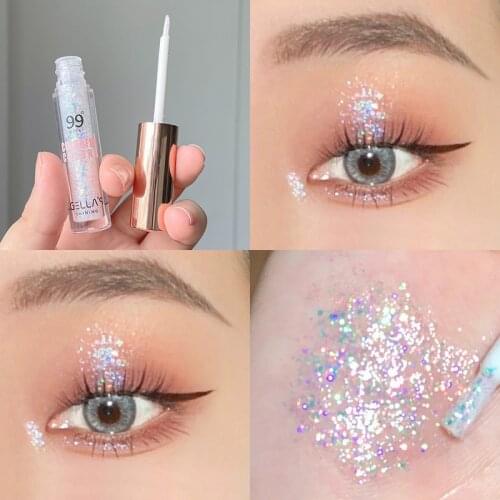 1PC Diamond Glitter Liquid Eyeshadow Lasting Waterproof Easy To Wear Shimmer Shiny Metallic Single Eyeshadow Party Eyes Makeup