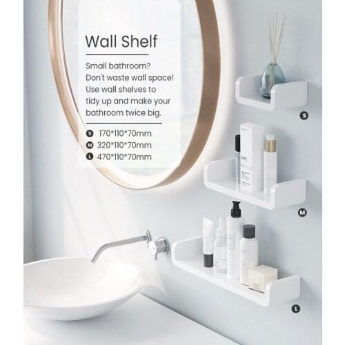 1PCS Bathroom Shelf Shower Storage Organizer Racks Waterproof Wall Mount Shelves WC Shampoo Holder Kitchen Bathroom Accessories