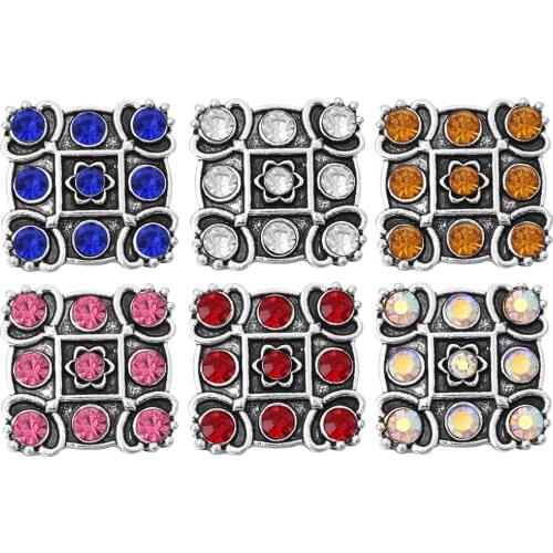 10pcs/lot New Square Snap Button Jewelry Mixed Colors Ginger Metal 18mm Snap Buttons fit Snap Bracelet Bangles