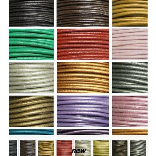 2mm mixed color Frhr43g Jewelry DIY 100 Meters Black real Round Genuine Leather cords Necklace Bracele Cord string Rope