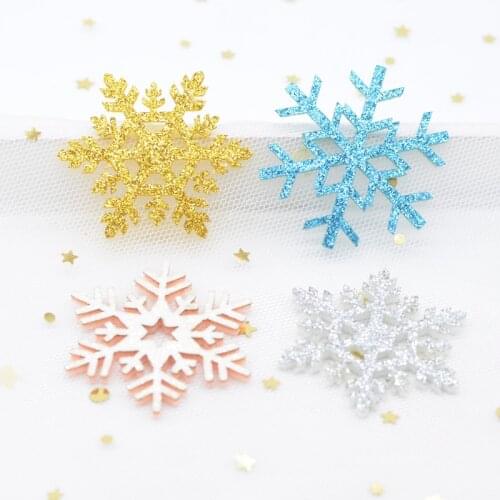 20Pcs/lot Glitter Snowflake Padded Appliques for DIY Christmas Tree Hat Glass Windows Walls Stick-on Supplies Decor Patches H73