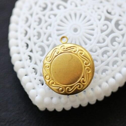 20pcs RAW Brass Locket vintage antique Copper locket pendant/Charms -(LOCK-61)